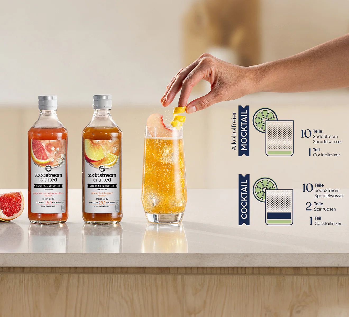 Cocktail Sirup-Mix Pfirsich & Ingwer (alkoholfrei) 330 ml