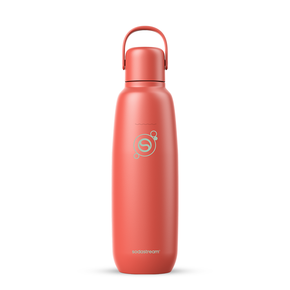 fizz & go Edelstahl Sprudlerflasche (Papaya) 0,9 L, 1er-Pack