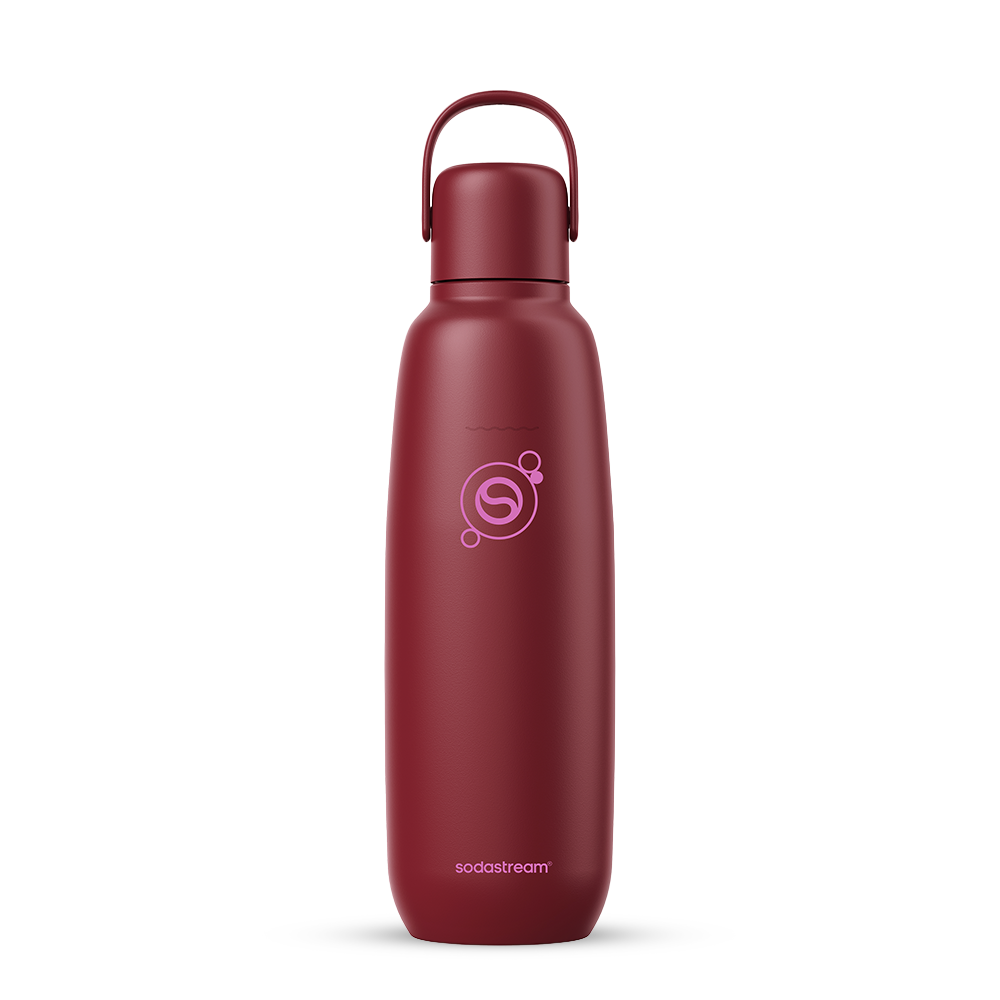 fizz & go Edelstahl Sprudlerflasche (Pomegranate) 0,9 L, 1er-Pack