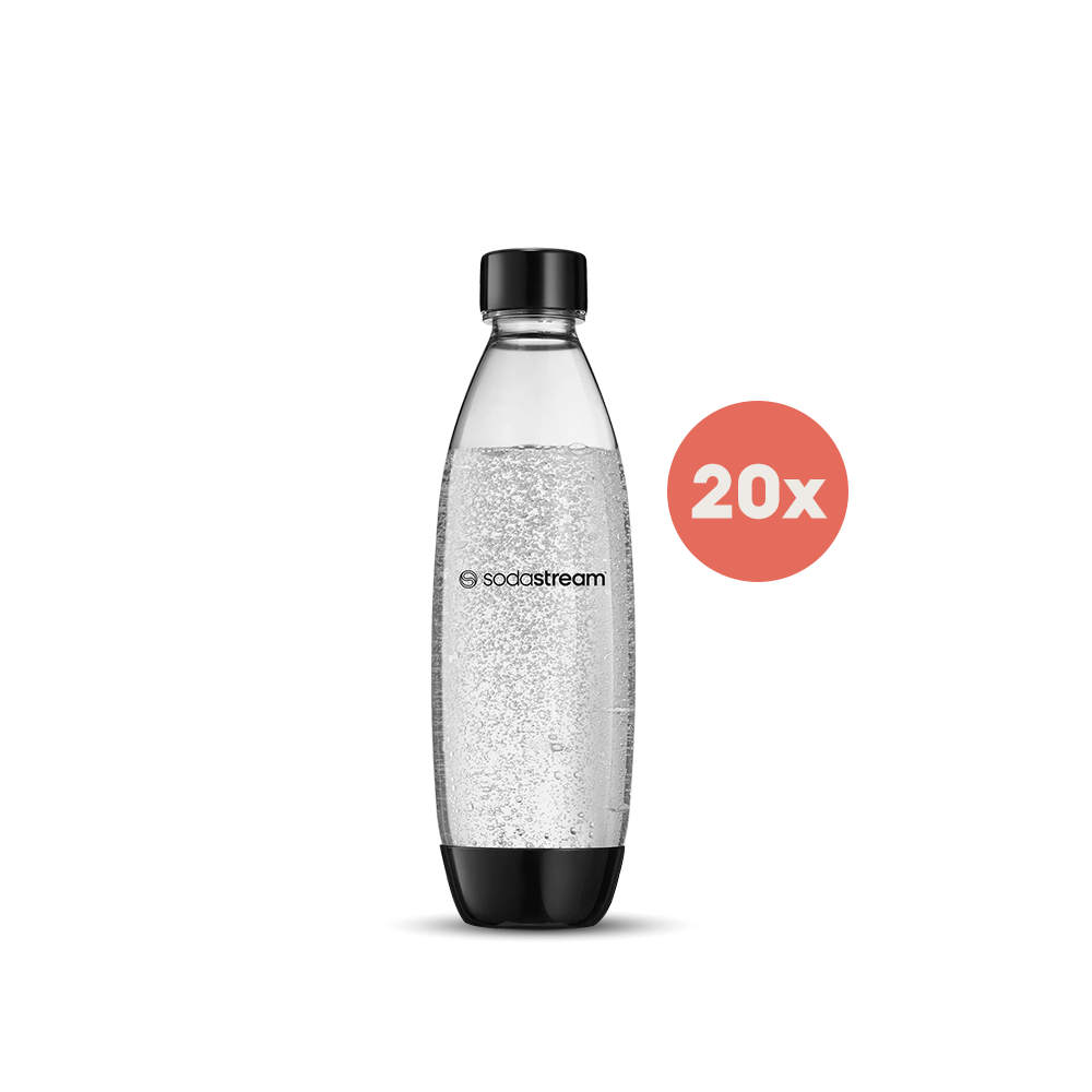 Spülmaschinengeeignete Kunststoffflasche FUSE schwarz 1L, Office Pack S (20 Stück)