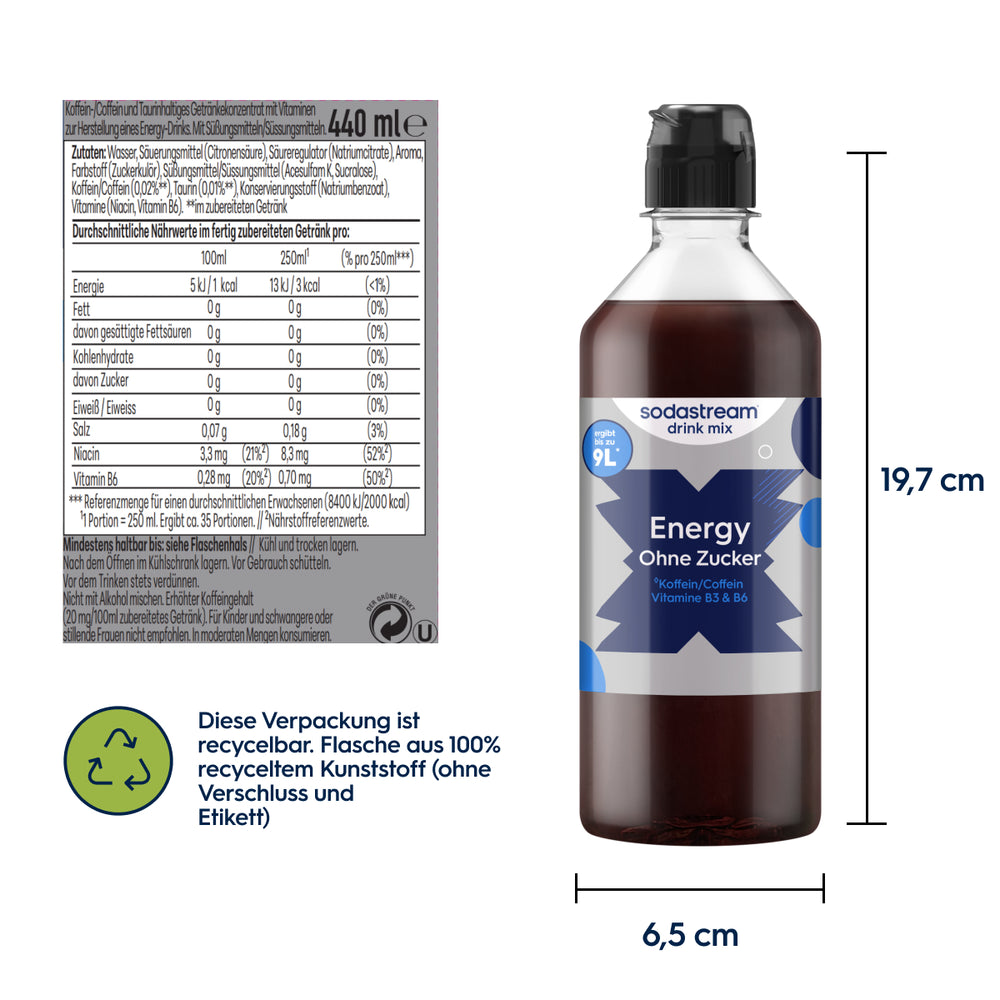 Energy ohne Zucker Sirup drink mix 440 ml