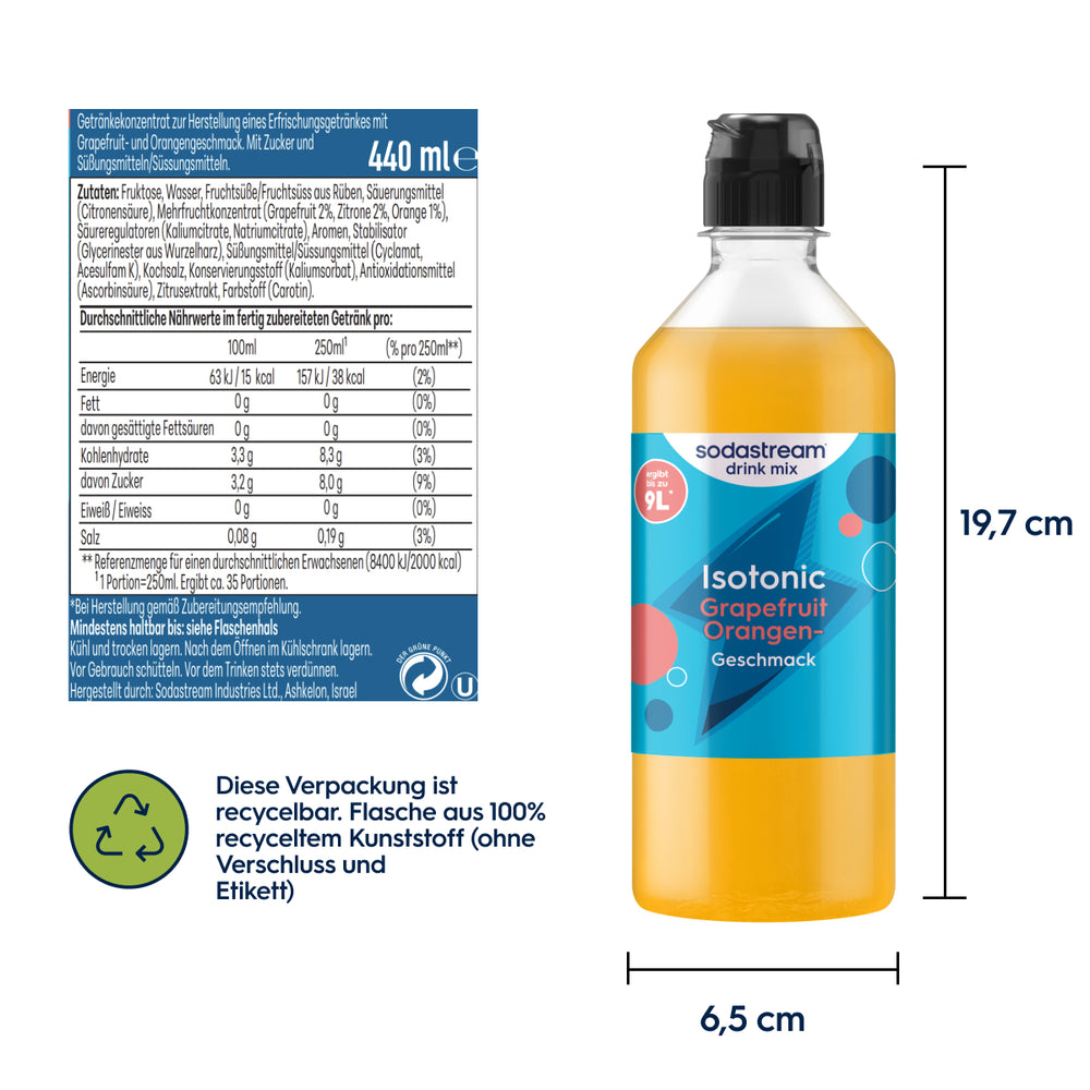 Isotonic Grapefruit-Orangen Sirup drink mix 440 ml