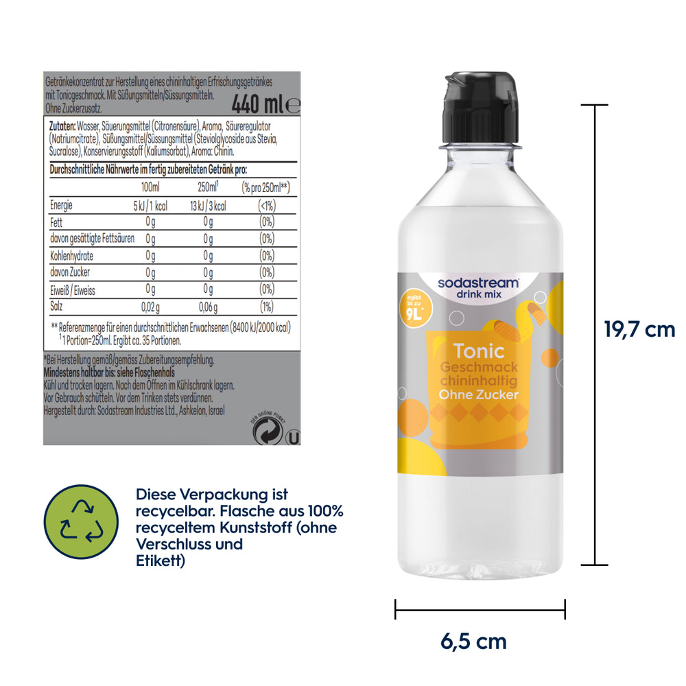 Tonic ohne Zucker Sirup drink mix 440 ml