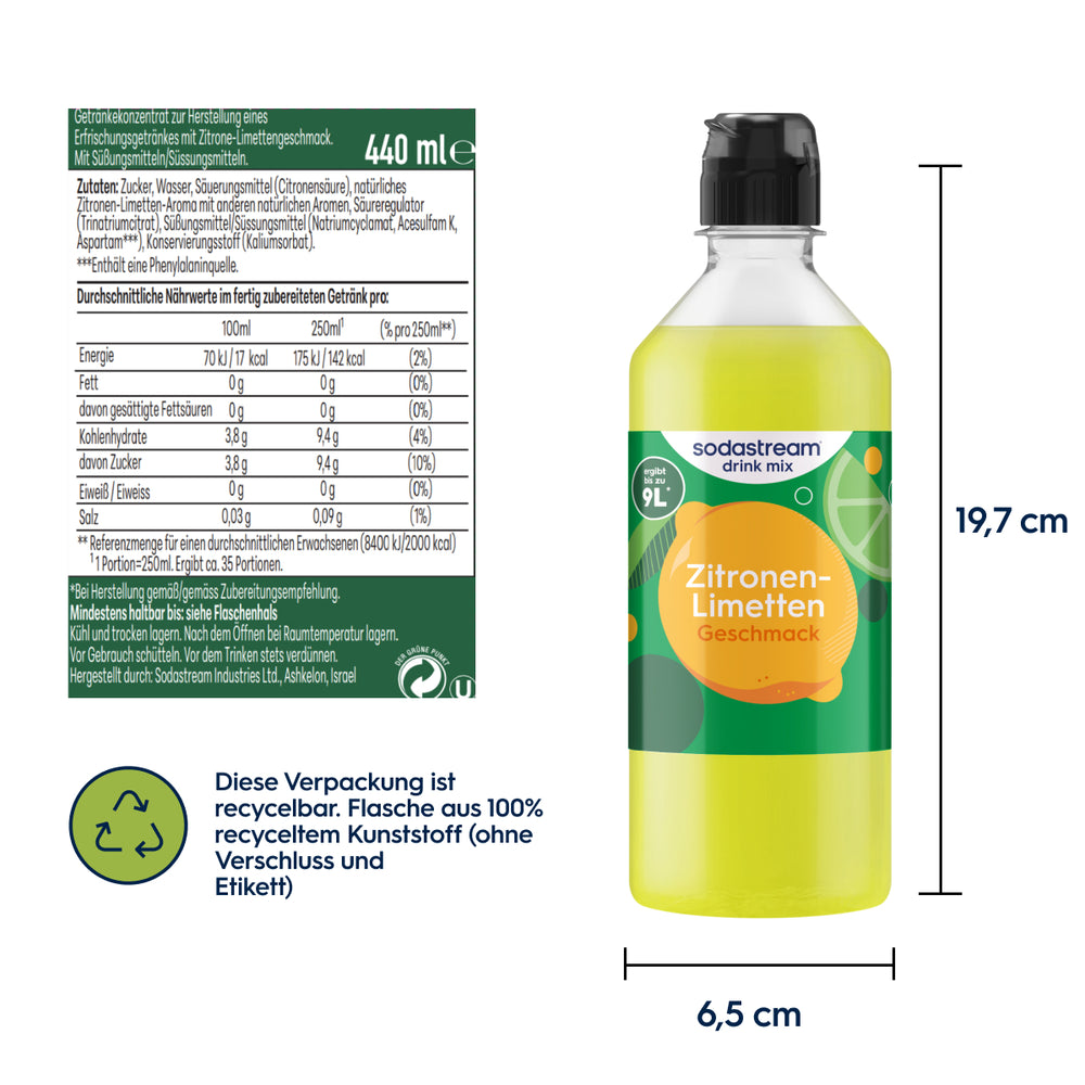 Zitronen-Limetten Sirup drink mix 440 ml