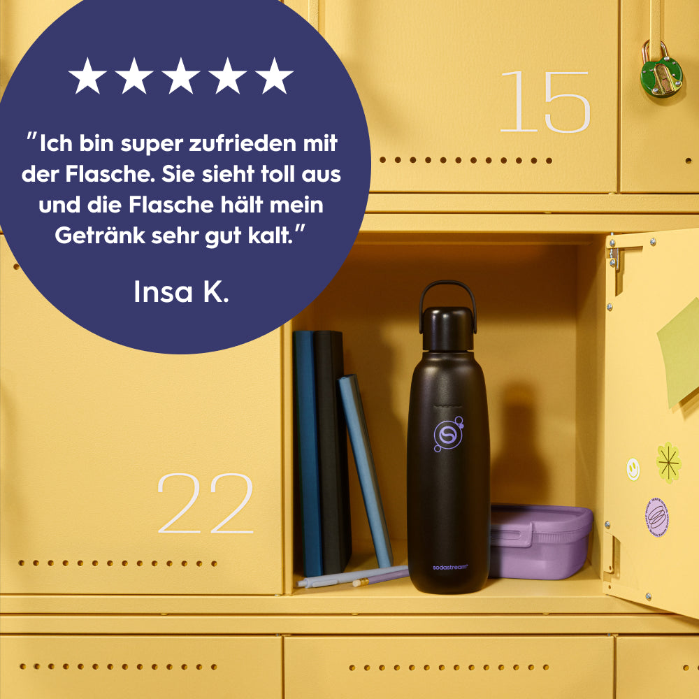 fizz & go Edelstahl Sprudlerflasche (Charcoal) 0,9 L, 1er-Pack