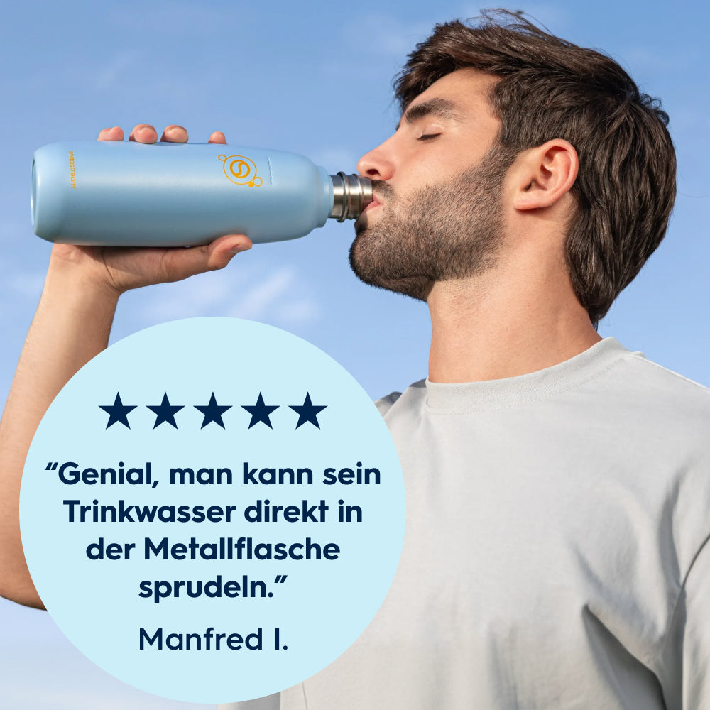 fizz & go Edelstahl Sprudlerflasche (Ice) 0,9 L, 1er-Pack