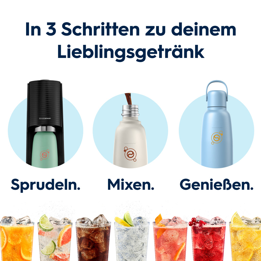 fizz & go Edelstahl Sprudlerflasche (Ice) 0,9 L, 1er-Pack