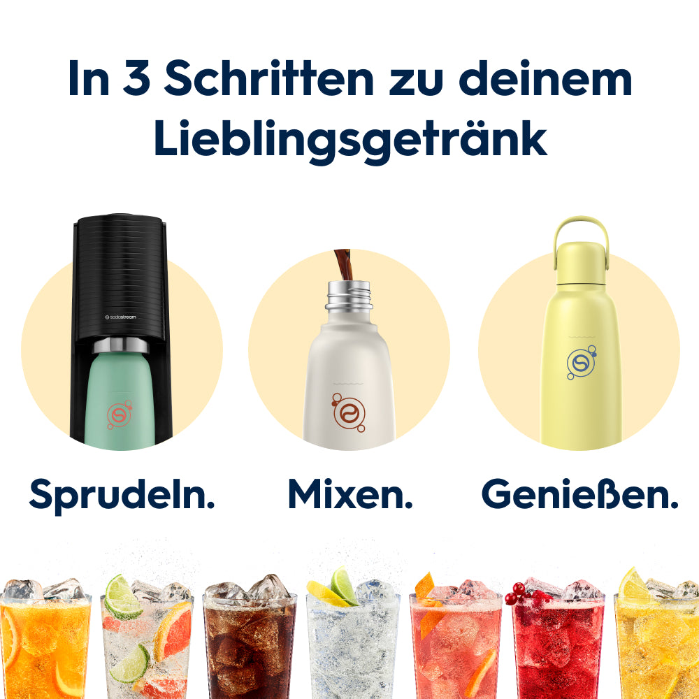 fizz & go Edelstahl Sprudlerflasche (Lemon Zest) 0,9 L, 1er-Pack