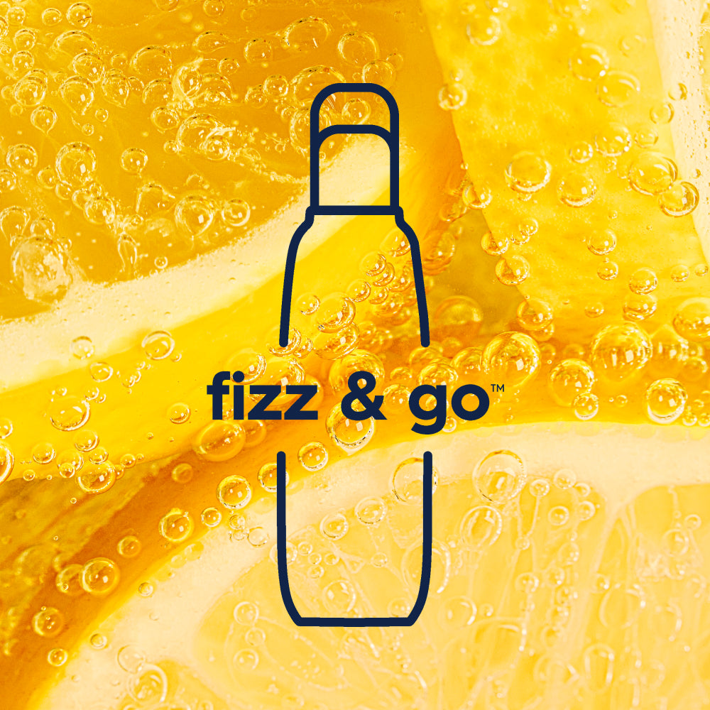 fizz & go Edelstahl Sprudlerflasche (Lemon Zest) 0,9 L, 1er-Pack