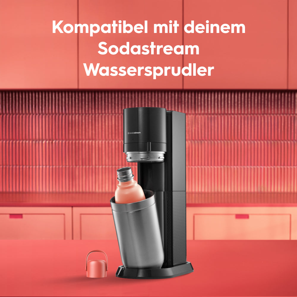 fizz & go Edelstahl Sprudlerflasche (Papaya) 0,9 L, 1er-Pack