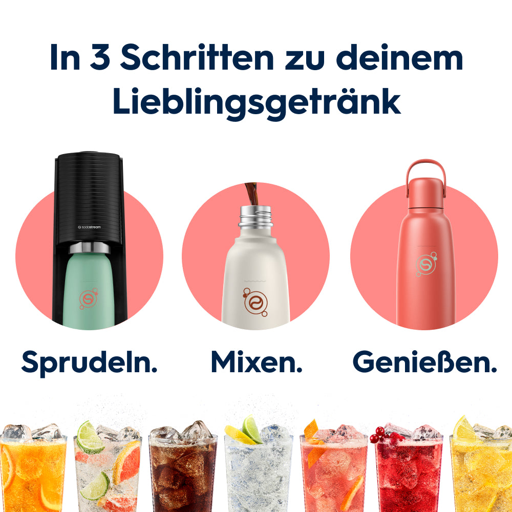 fizz & go Edelstahl Sprudlerflasche (Papaya) 0,9 L, 1er-Pack